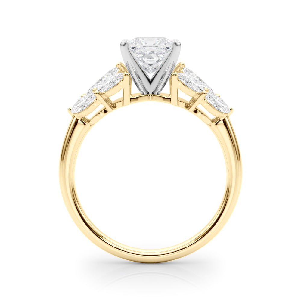 2.00ct.Princess Cut Engagement Ring With Marquise Cut Diamonds - View 3
