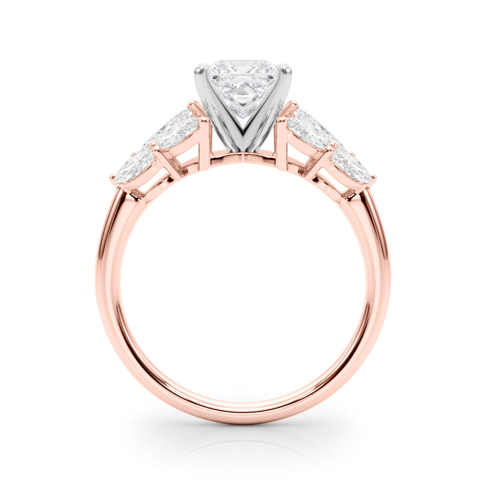 2.00ct.Princess Cut Engagement Ring With Marquise Cut Diamonds - View 5