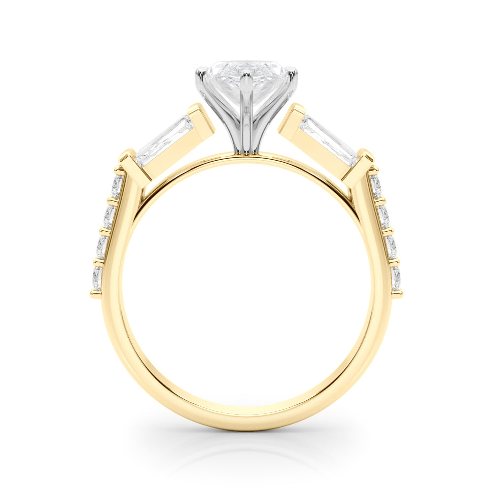 1.00CT 14K  Marquise Cut Diamond Design With Baguette Diamonds - View 3