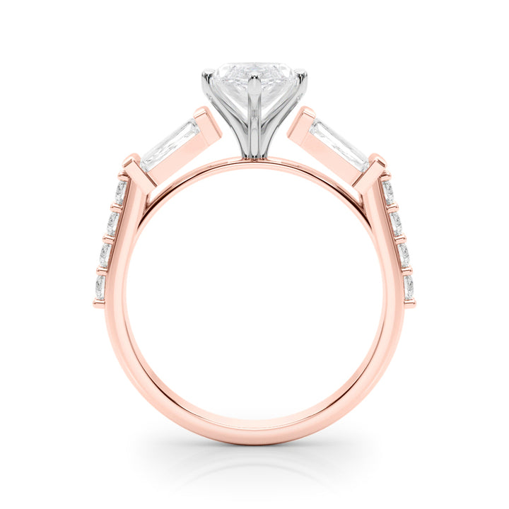 1.00CT 14K  Marquise Cut Diamond Design With Baguette Diamonds - View 5