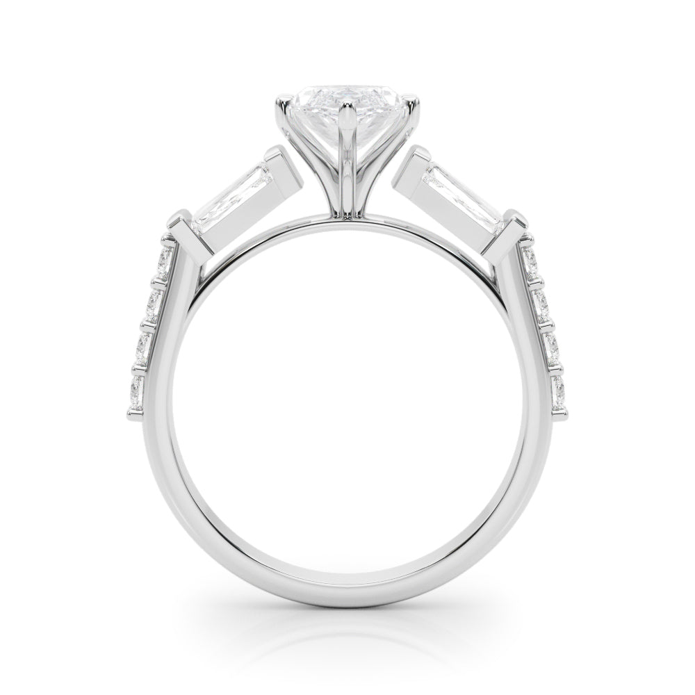1.00CT 14K  Marquise Cut Diamond Design With Baguette Diamonds - View 1