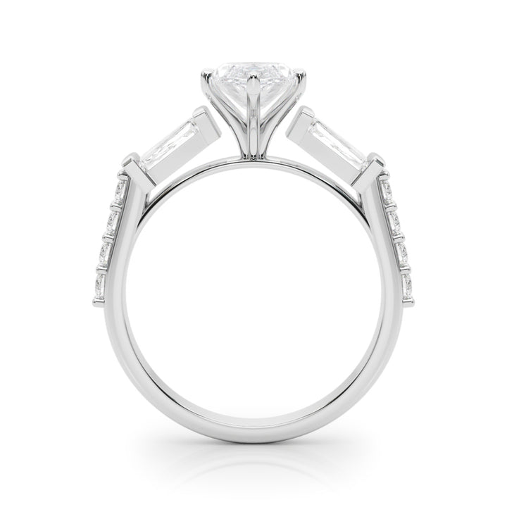 1.00CT 14K  Marquise Cut Diamond Design With Baguette Diamonds - View 1