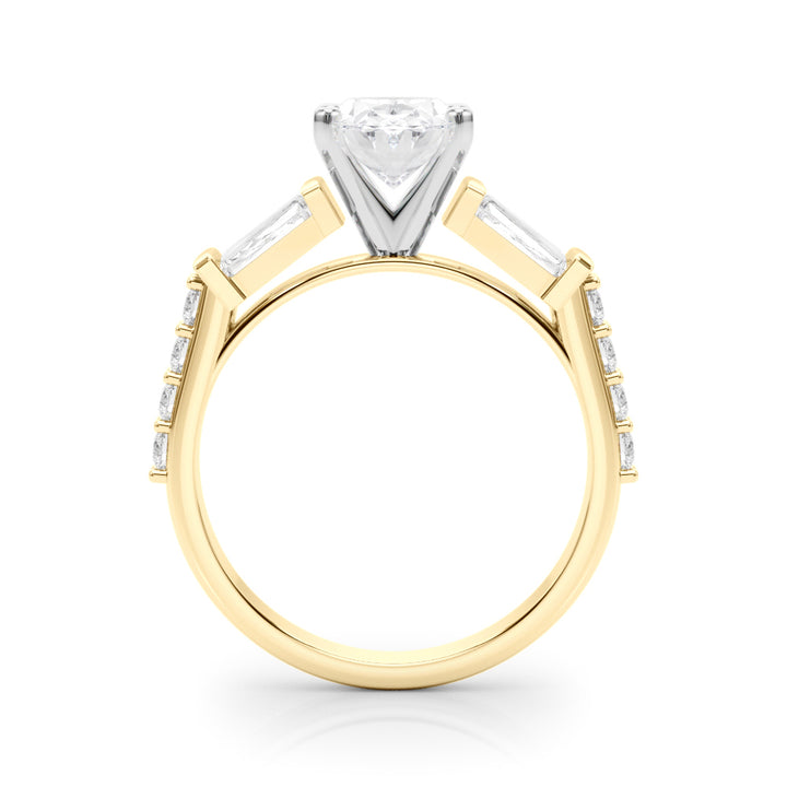 1.00CT 14K  Oval Cut Diamond Design With Baguette Diamonds - View 3