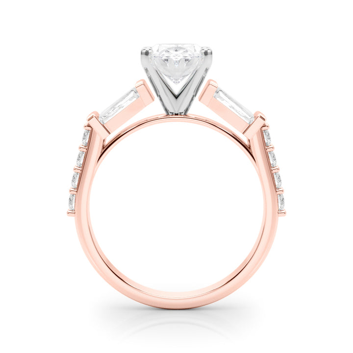 1.00CT 14K  Oval Cut Diamond Design With Baguette Diamonds - View 5