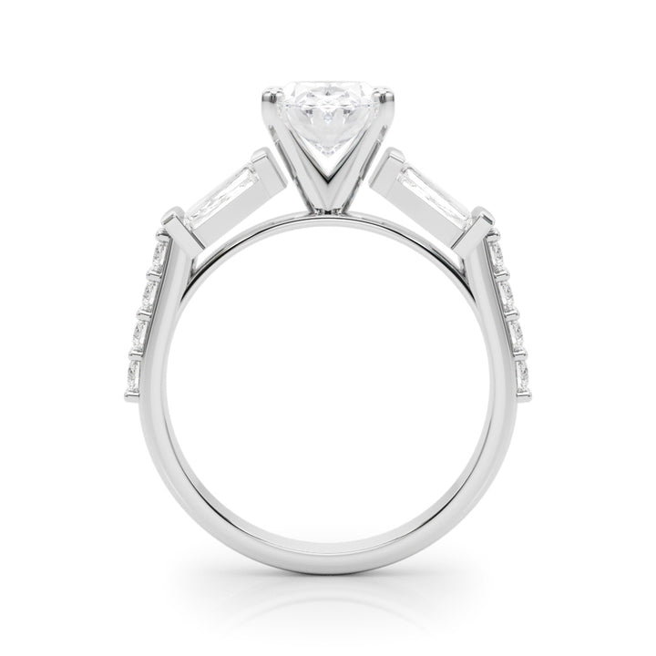 1.00CT 14K  Oval Cut Diamond Design With Baguette Diamonds - View 1