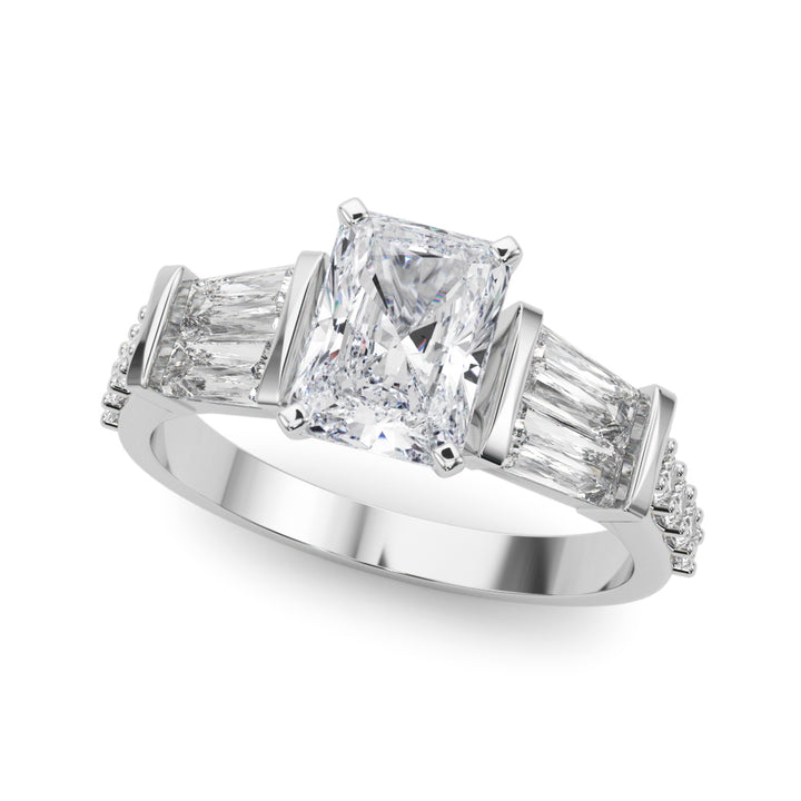 1.00CT 14K  Radiant Cut Diamond Design With Baguette Diamonds