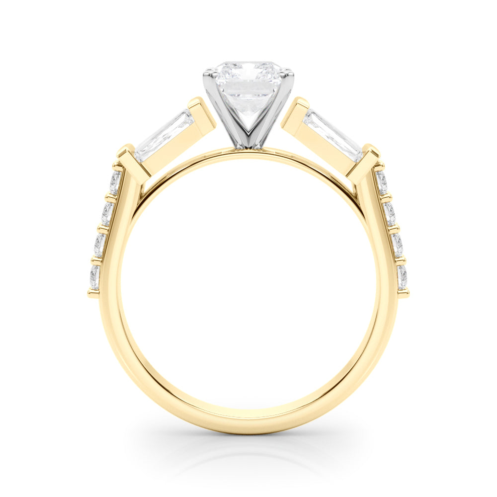 1.00CT 14K  Radiant Cut Diamond Design With Baguette Diamonds - View 3