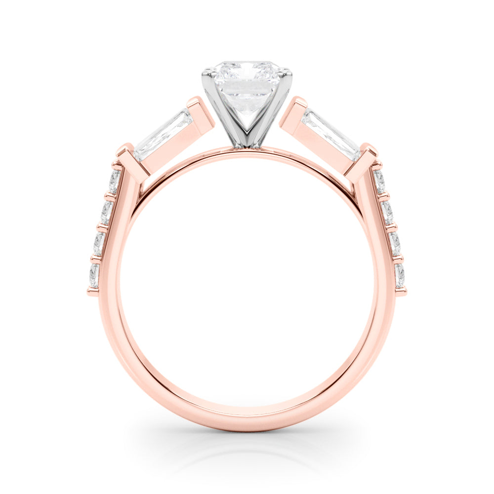 1.00CT 14K  Radiant Cut Diamond Design With Baguette Diamonds - View 5