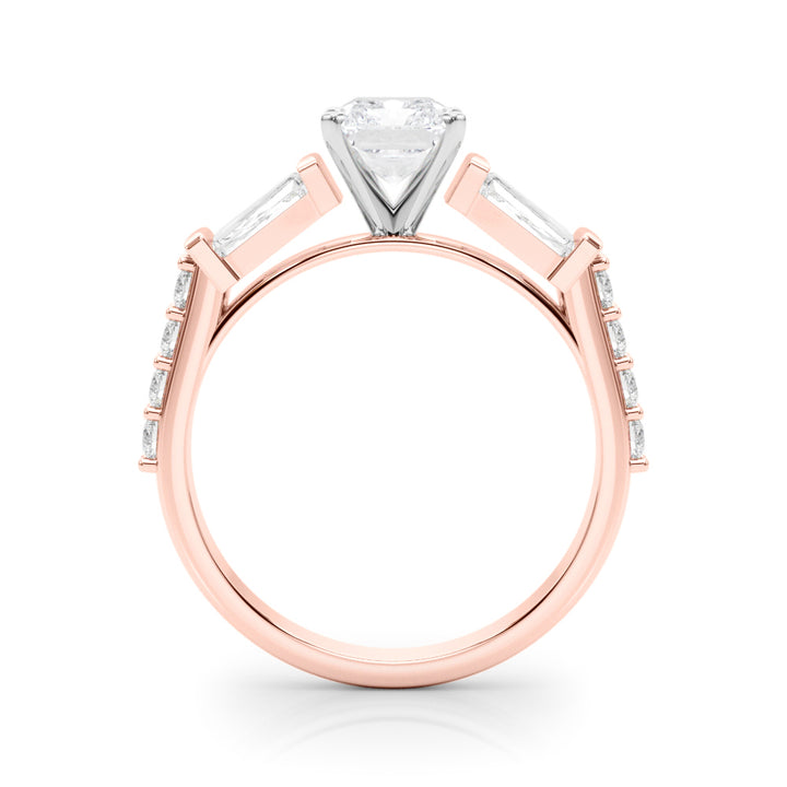 1.00CT 14K  Radiant Cut Diamond Design With Baguette Diamonds - View 5