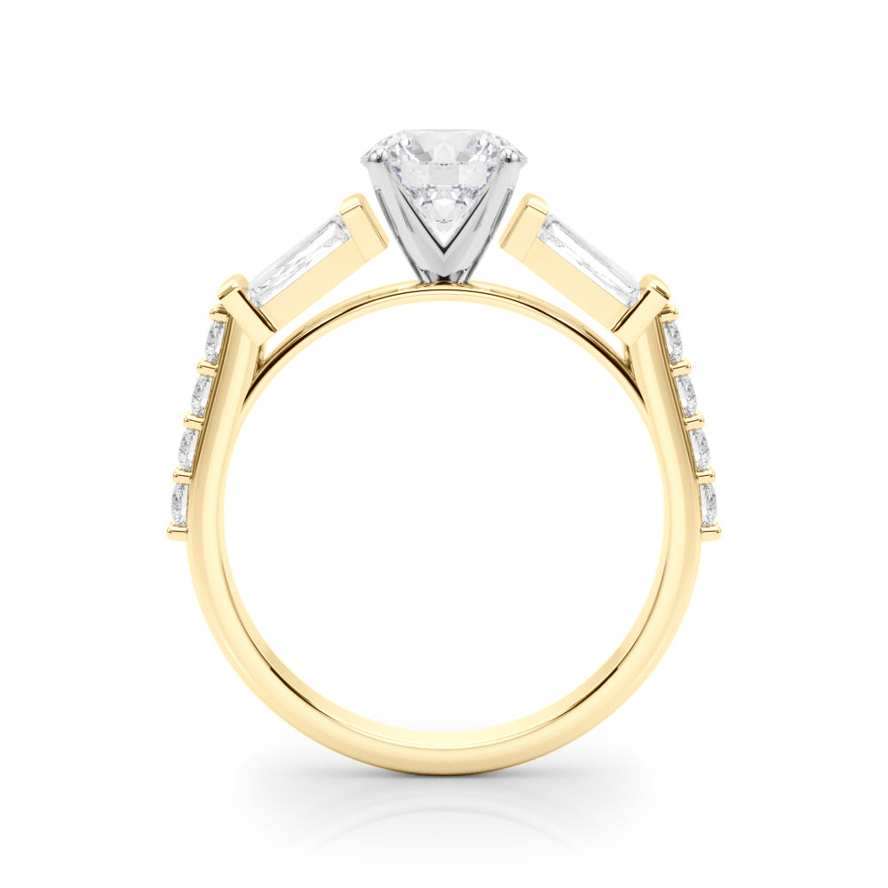 1.00CT 14K  Round Brilliant Diamond Design With Baguette Diamonds - View 3