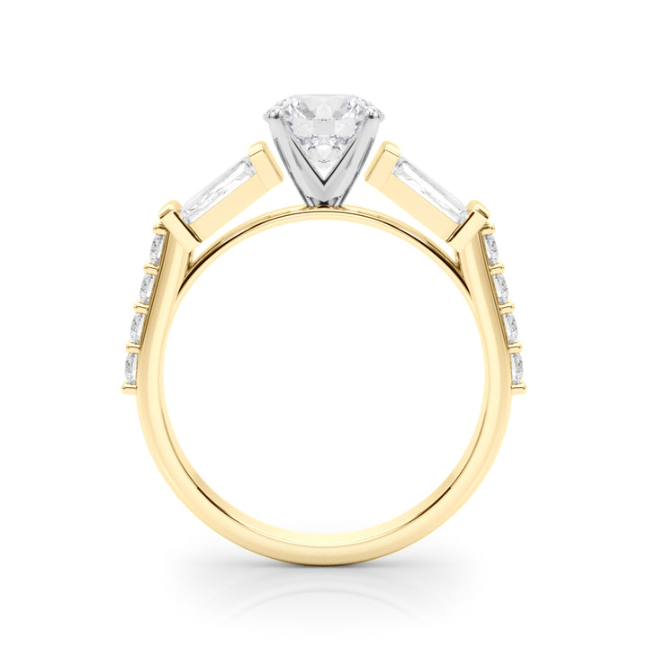 1.00CT 14K  Round Brilliant Diamond Design With Baguette Diamonds - View 3