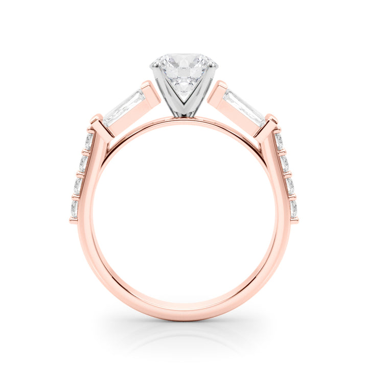 1.00CT 14K  Round Brilliant Diamond Design With Baguette Diamonds - View 5