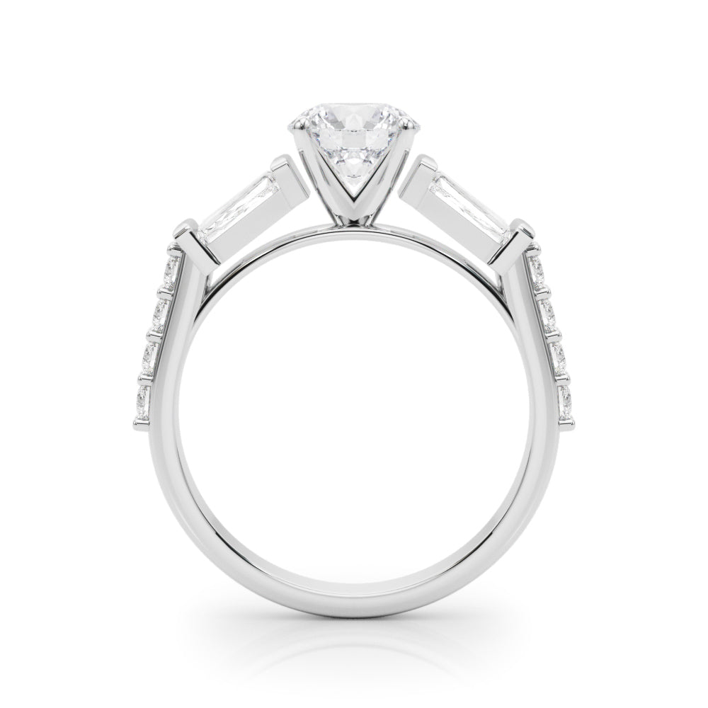 1.00CT 14K  Round Brilliant Diamond Design With Baguette Diamonds - View 1