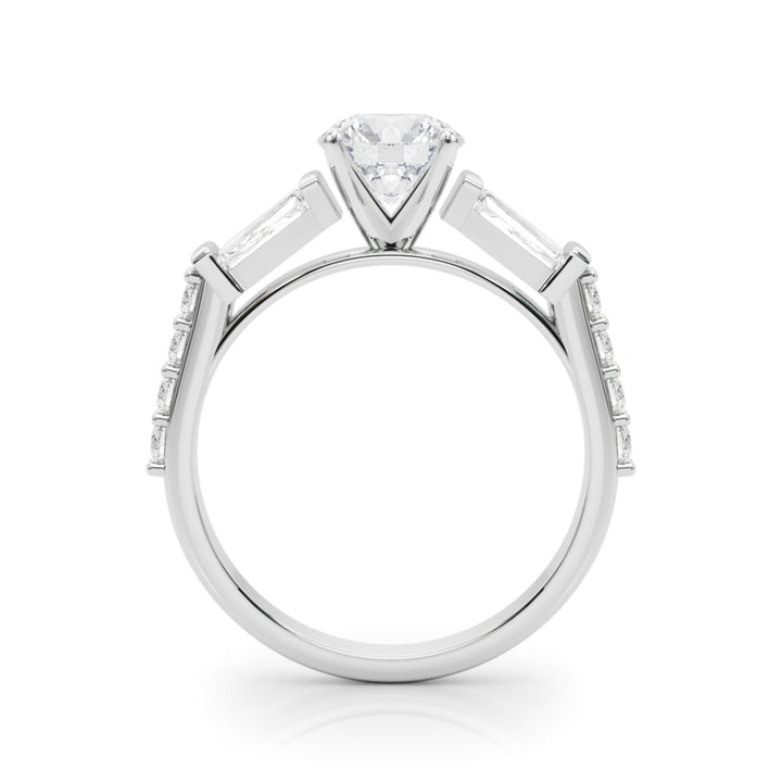 1.00CT 14K  Round Brilliant Diamond Design With Baguette Diamonds - View 1