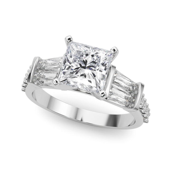 0.50CT 14K  Princess Cut Diamond Design With Baguette Diamonds