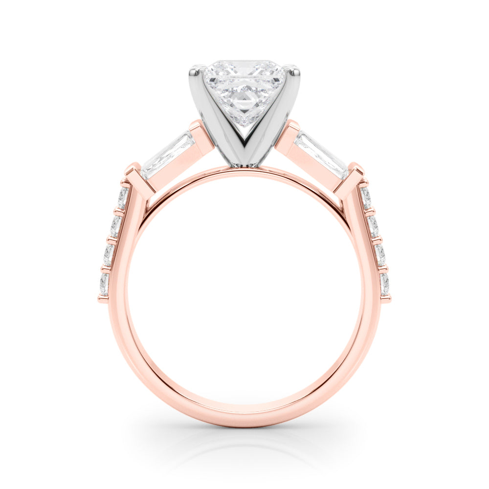 0.50CT 14K  Princess Cut Diamond Design With Baguette Diamonds - View 3