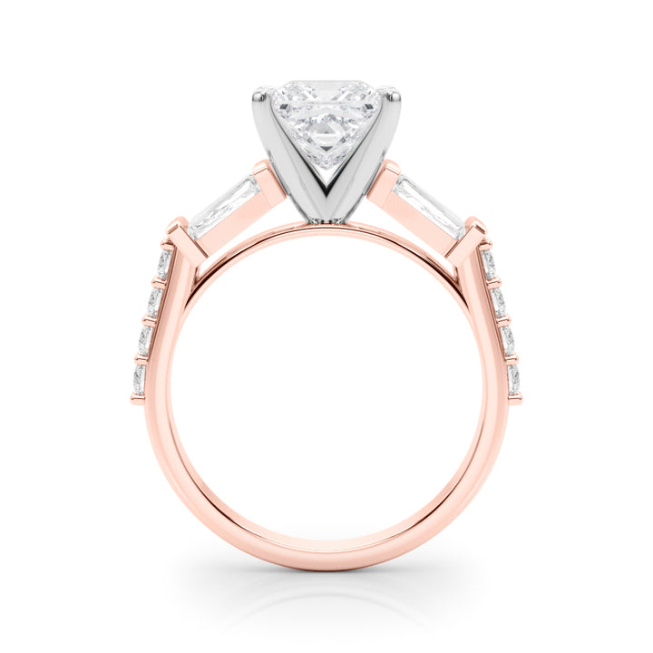 0.50CT 14K  Princess Cut Diamond Design With Baguette Diamonds - View 3