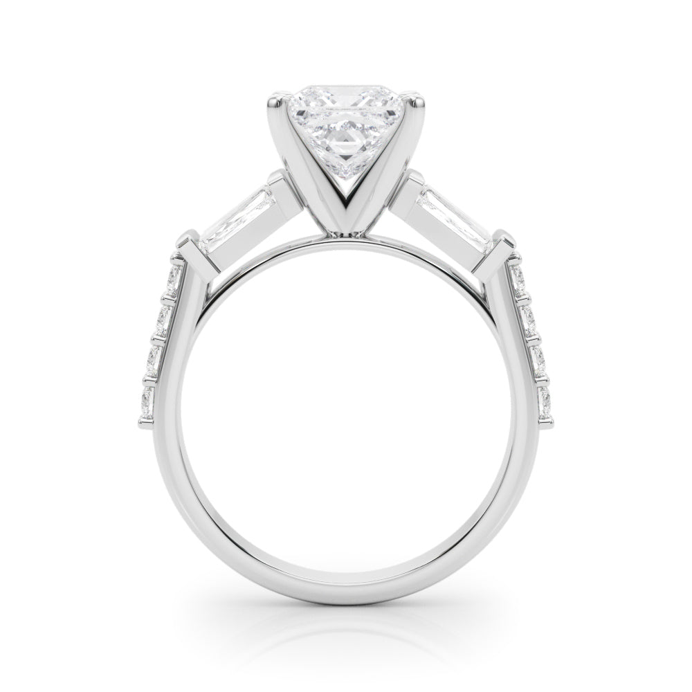 0.50CT 14K  Princess Cut Diamond Design With Baguette Diamonds - View 1