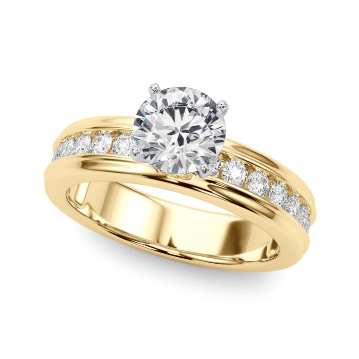 1.00ct.Round Cut Engagement Ring With Channel Set Diamonds In a Wide Band Design