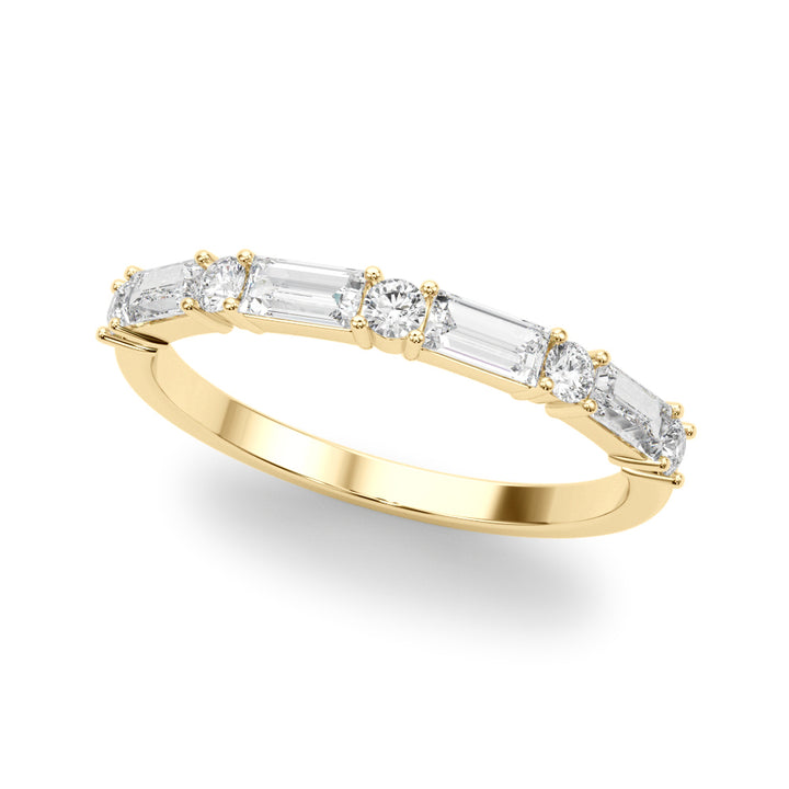 0.63CTW 14K  Gold Baguette With Round Cut Diamond Band