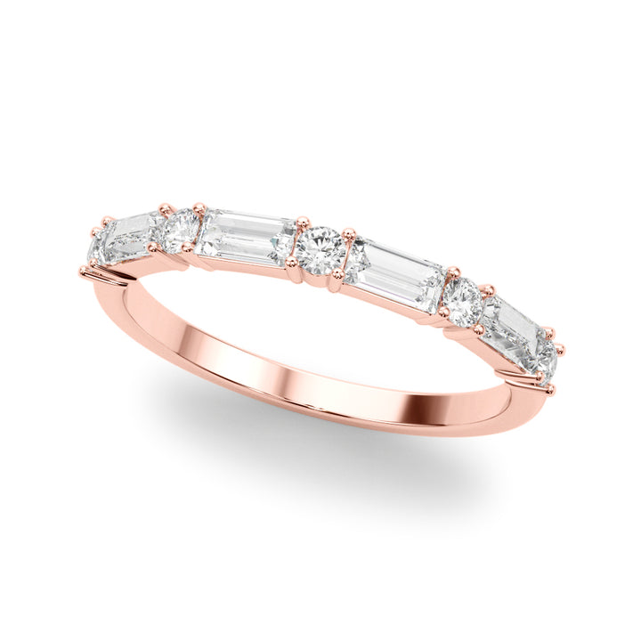 0.63CTW 14K  Gold Baguette With Round Cut Diamond Band