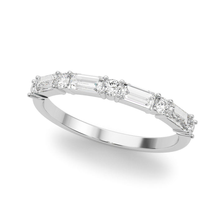 0.63CTW 14K  Gold Baguette With Round Cut Diamond Band