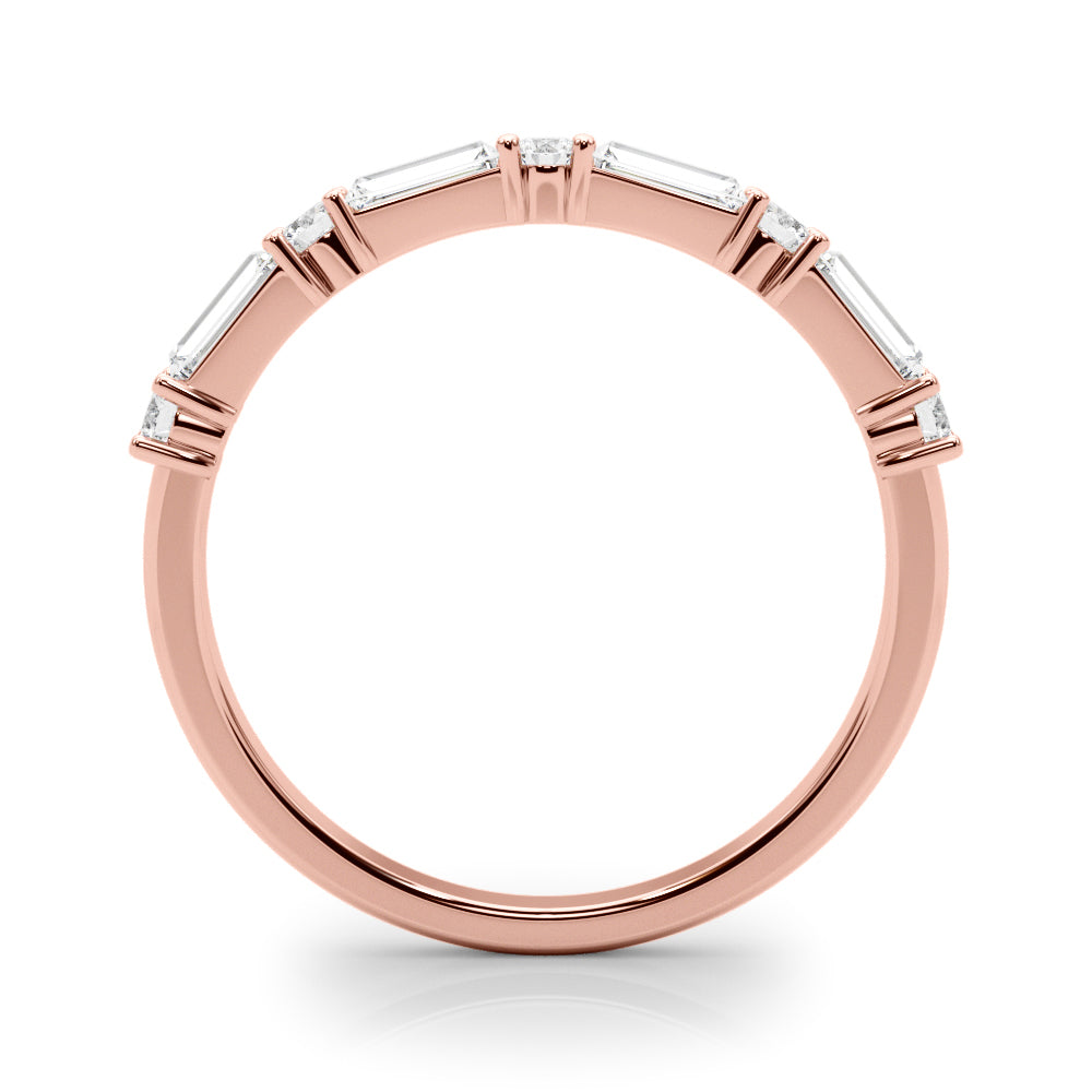 0.63CTW 14K  Gold Baguette With Round Cut Diamond Band