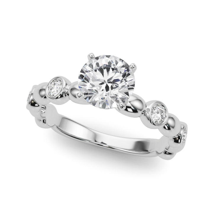 1.00ct.Round Cut Engagement Ring With Bezel Set Sidestones