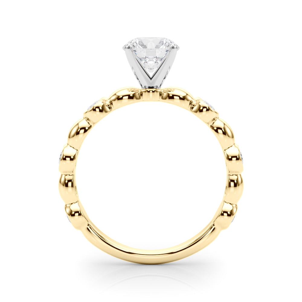 1.00ct.Round Cut Engagement Ring With Bezel Set Sidestones