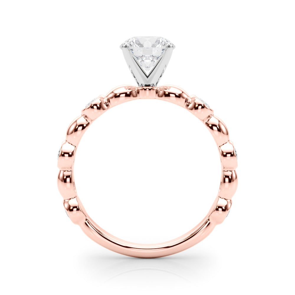 1.00ct.Round Cut Engagement Ring With Bezel Set Sidestones