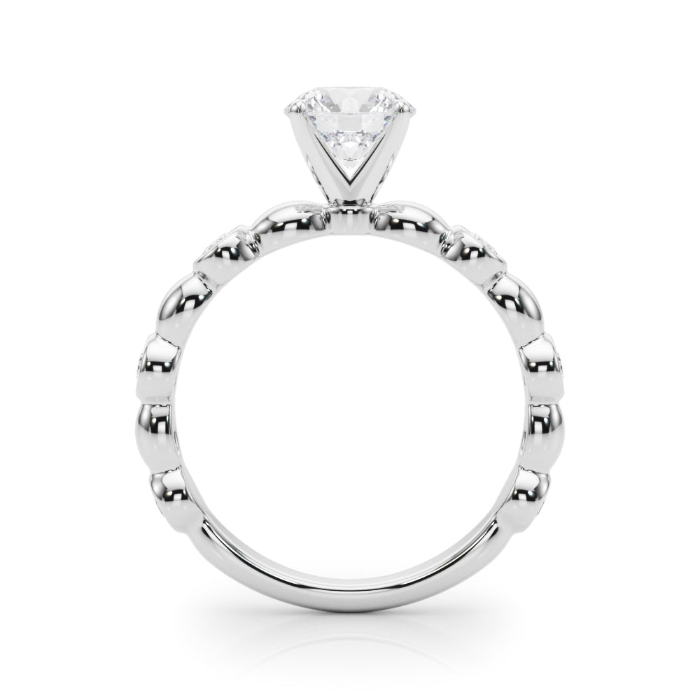 1.00ct.Round Cut Engagement Ring With Bezel Set Sidestones