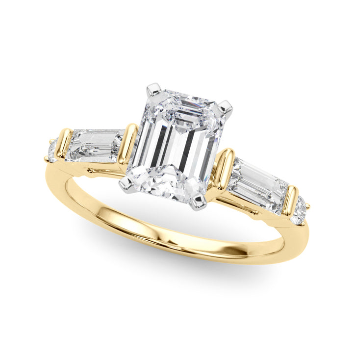 1.00ct. Emerald Cut Engagement Ring With Baguette Cut Diamonds - View 2