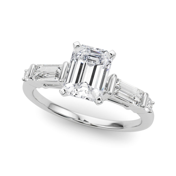 1.00ct. Emerald Cut Engagement Ring With Baguette Cut Diamonds