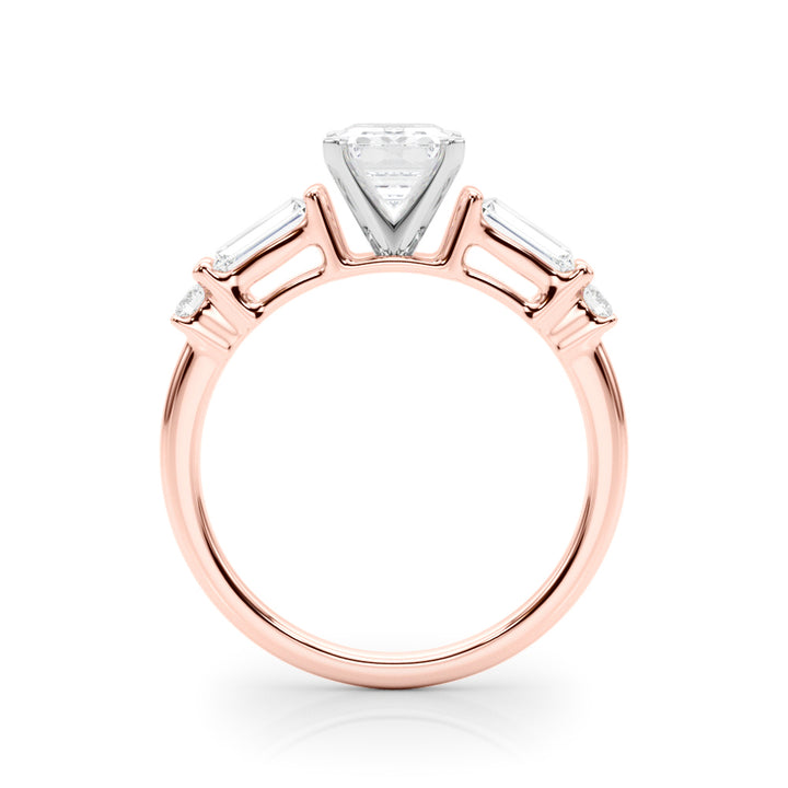 1.00ct. Emerald Cut Engagement Ring With Baguette Cut Diamonds - View 5