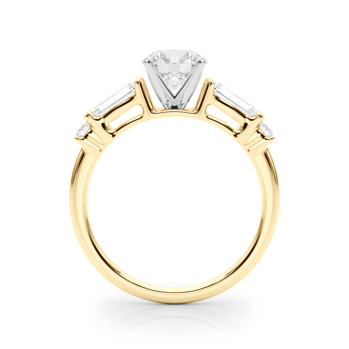 1.00CT 14K  Round Brilliant Cut Engagement Ring With Baguette Cut Diamonds - View 3