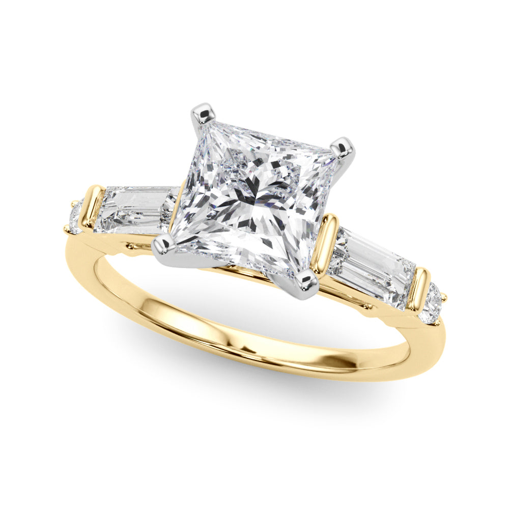 1.00ct. Princess Cut Engagement Ring With Baguette Cut Diamonds - View 2