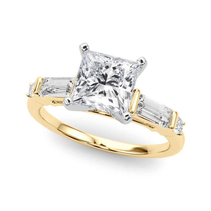 1.00ct. Princess Cut Engagement Ring With Baguette Cut Diamonds - View 2