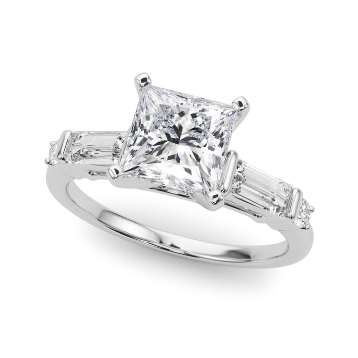 1.00ct. Princess Cut Engagement Ring With Baguette Cut Diamonds