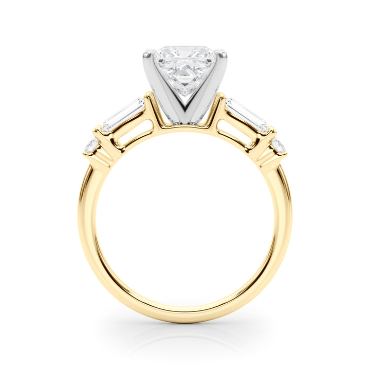 1.00ct. Princess Cut Engagement Ring With Baguette Cut Diamonds - View 3