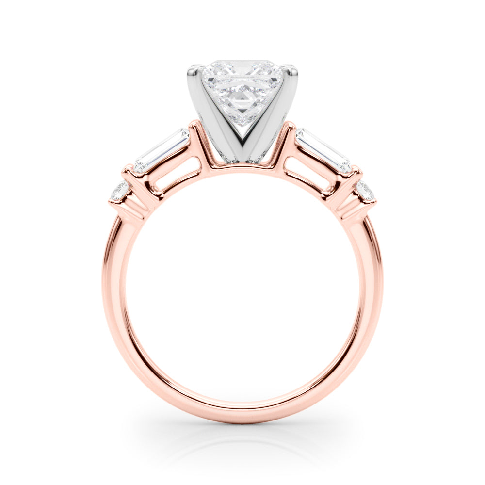1.00ct. Princess Cut Engagement Ring With Baguette Cut Diamonds - View 5