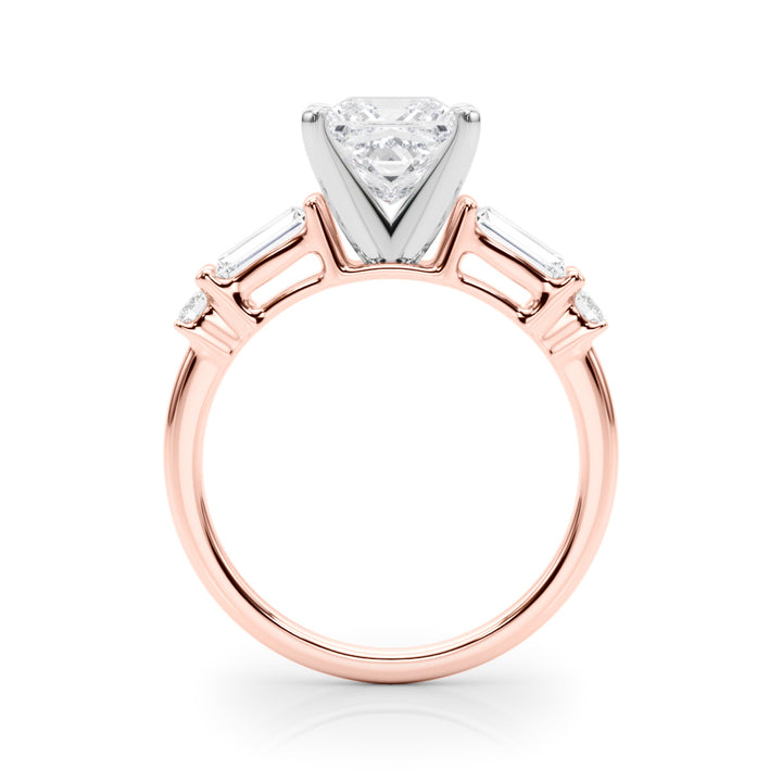 1.00ct. Princess Cut Engagement Ring With Baguette Cut Diamonds - View 5