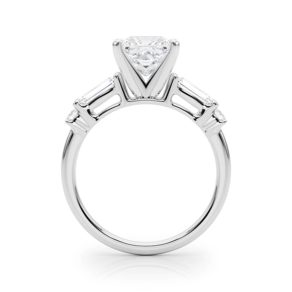 1.00ct. Princess Cut Engagement Ring With Baguette Cut Diamonds - View 1