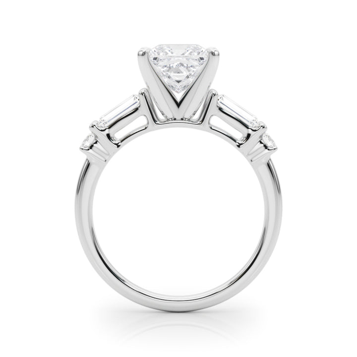 1.00ct. Princess Cut Engagement Ring With Baguette Cut Diamonds - View 1