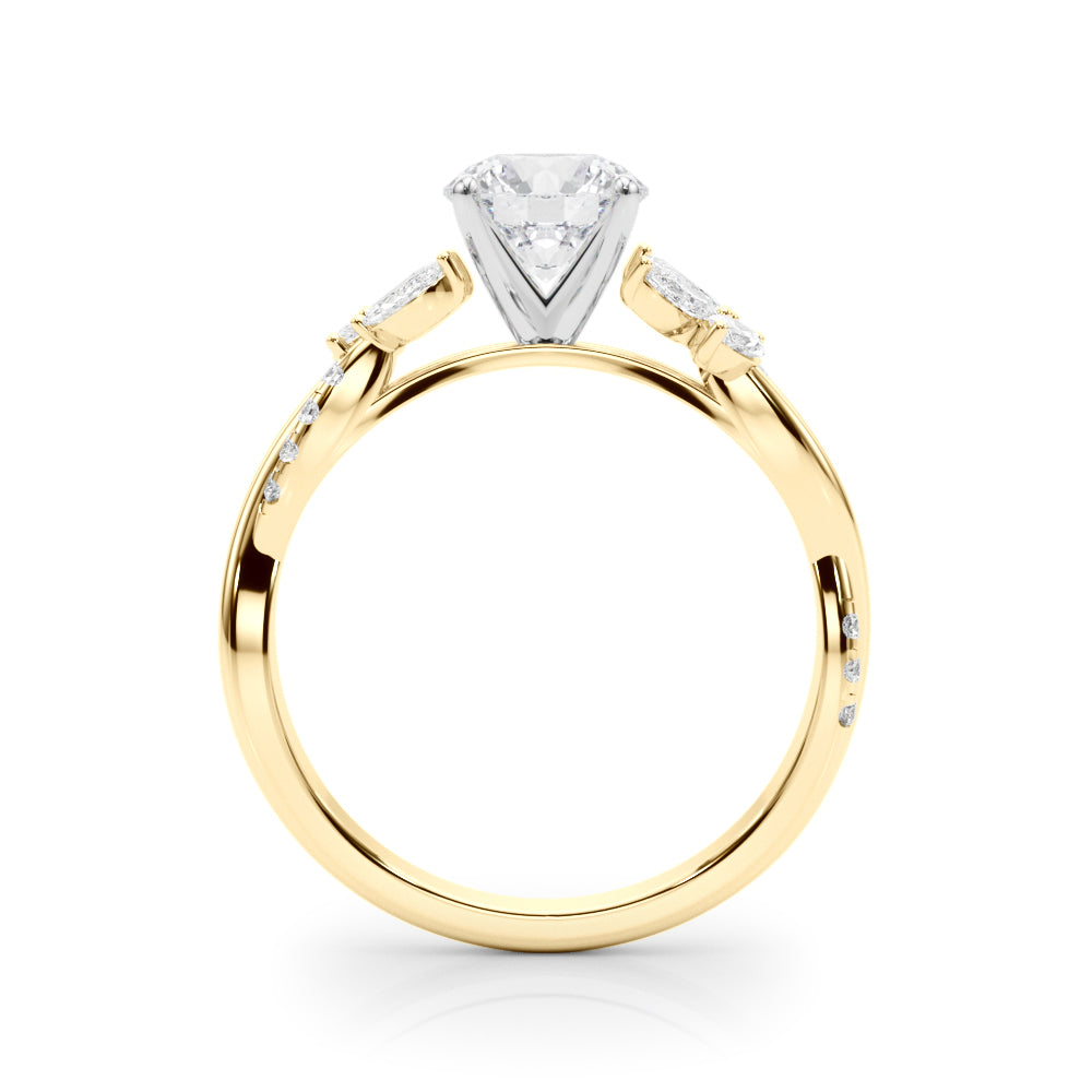 1.00CT 14K  Round Brilliant Diamond 3 Row Ring Design Accented With Baguette and Round Cut Diamonds - View 3