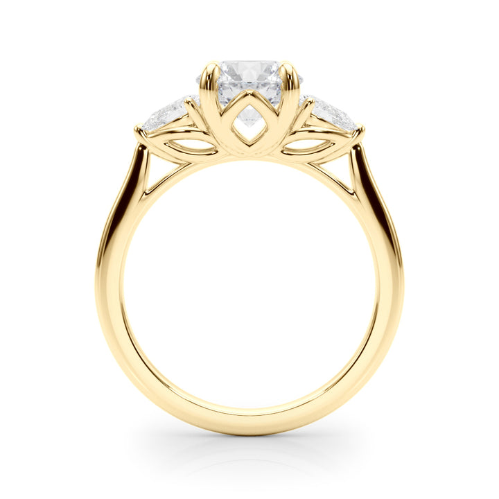 1.00CT 14K  3 Stone Round Brilliant and Pear Shape Diamond Ring - View 3