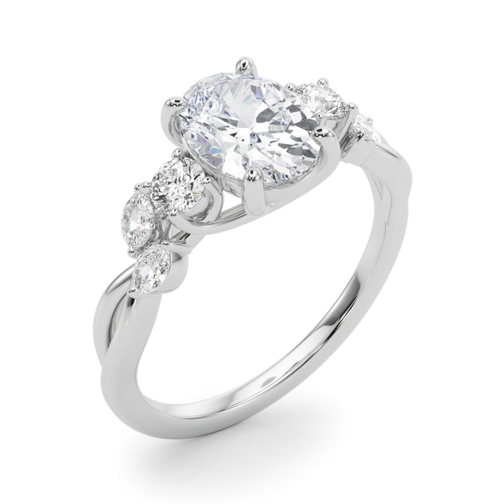 1.00CT 14K Oval Diamond Cluster Engagement Ring