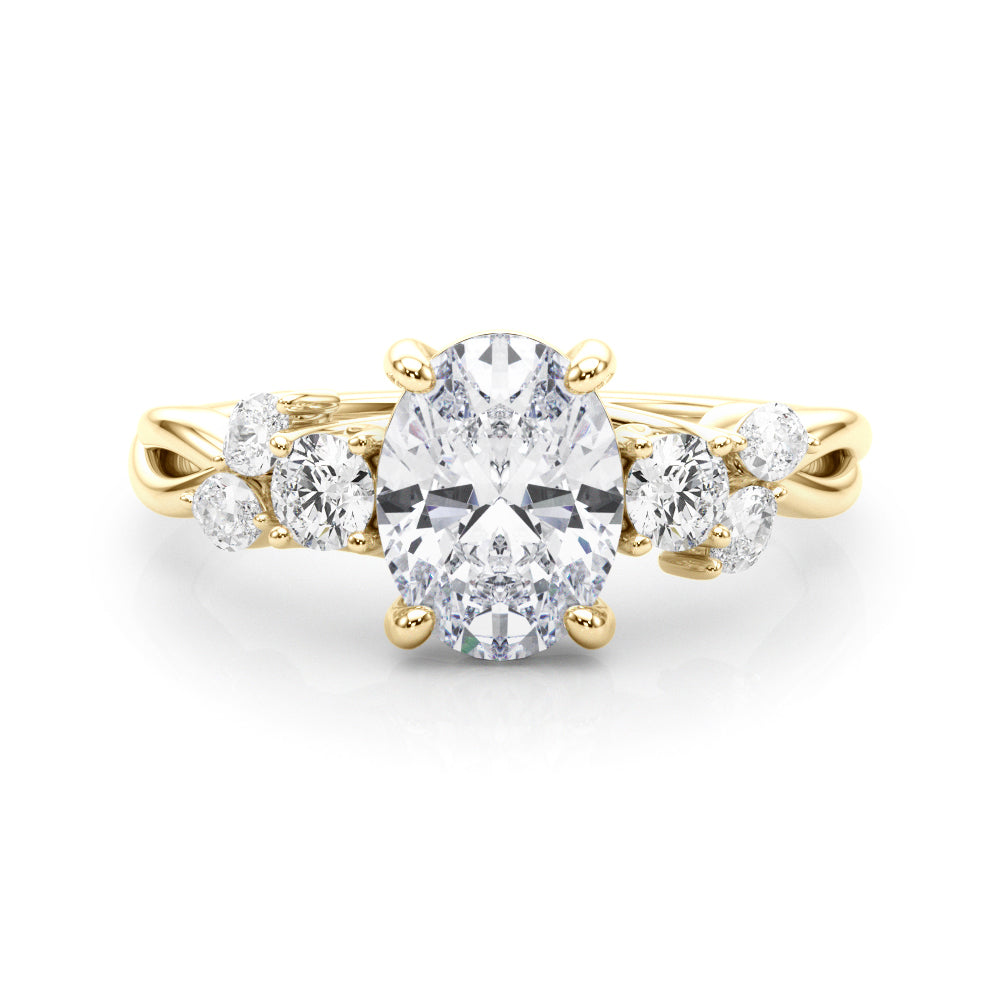 1.00CT 14K Oval Diamond Cluster Engagement Ring