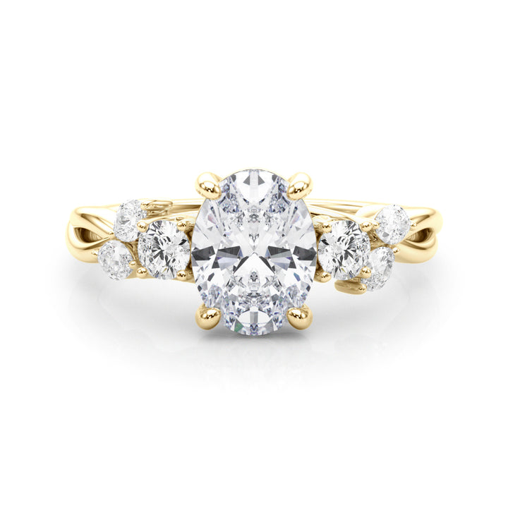 1.00CT 14K Oval Diamond Cluster Engagement Ring