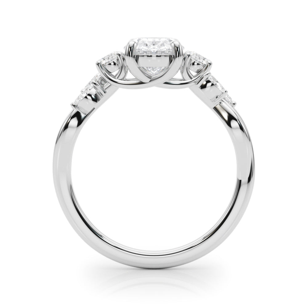 1.00CT 14K Oval Diamond Cluster Engagement Ring
