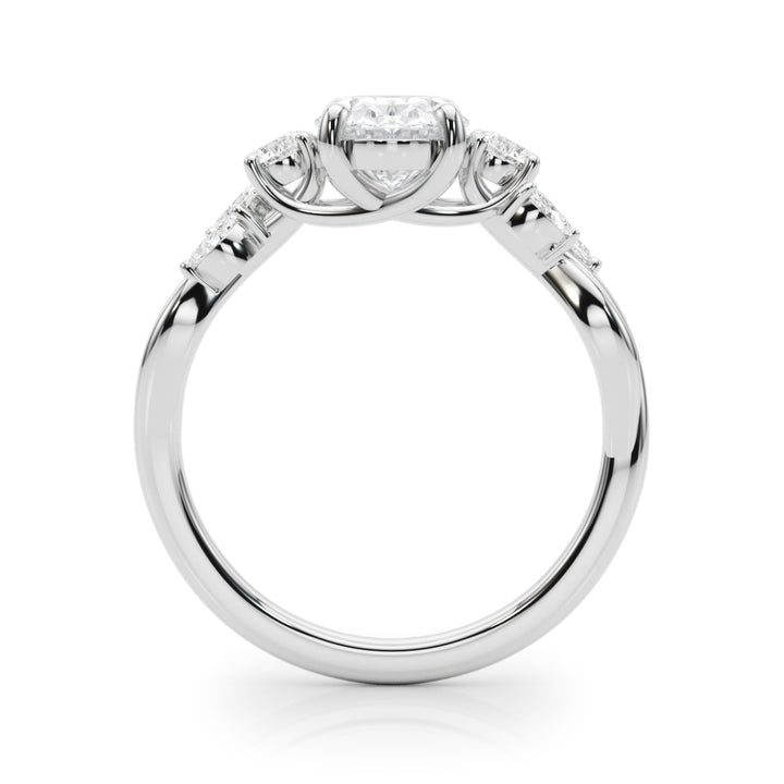 1.00CT 14K Oval Diamond Cluster Engagement Ring